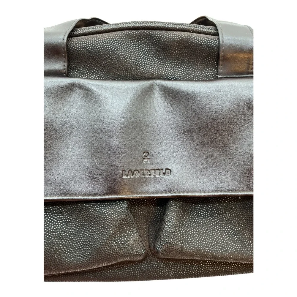 Lagerfeld‎ Mens Brown Textured Pebble Duffel Bag Weekend Travel Carry On